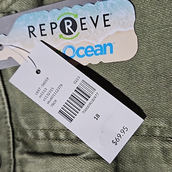 Lane Bryant Midi Distressed Short Green eco friendly size 18 NWT - Picture 6 of 7